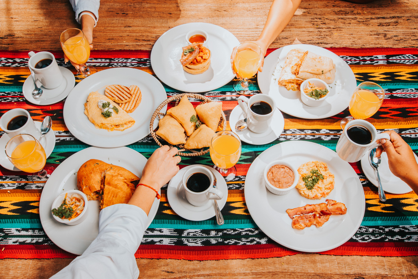 A large breakfast on the table at The Grove House Restaurant