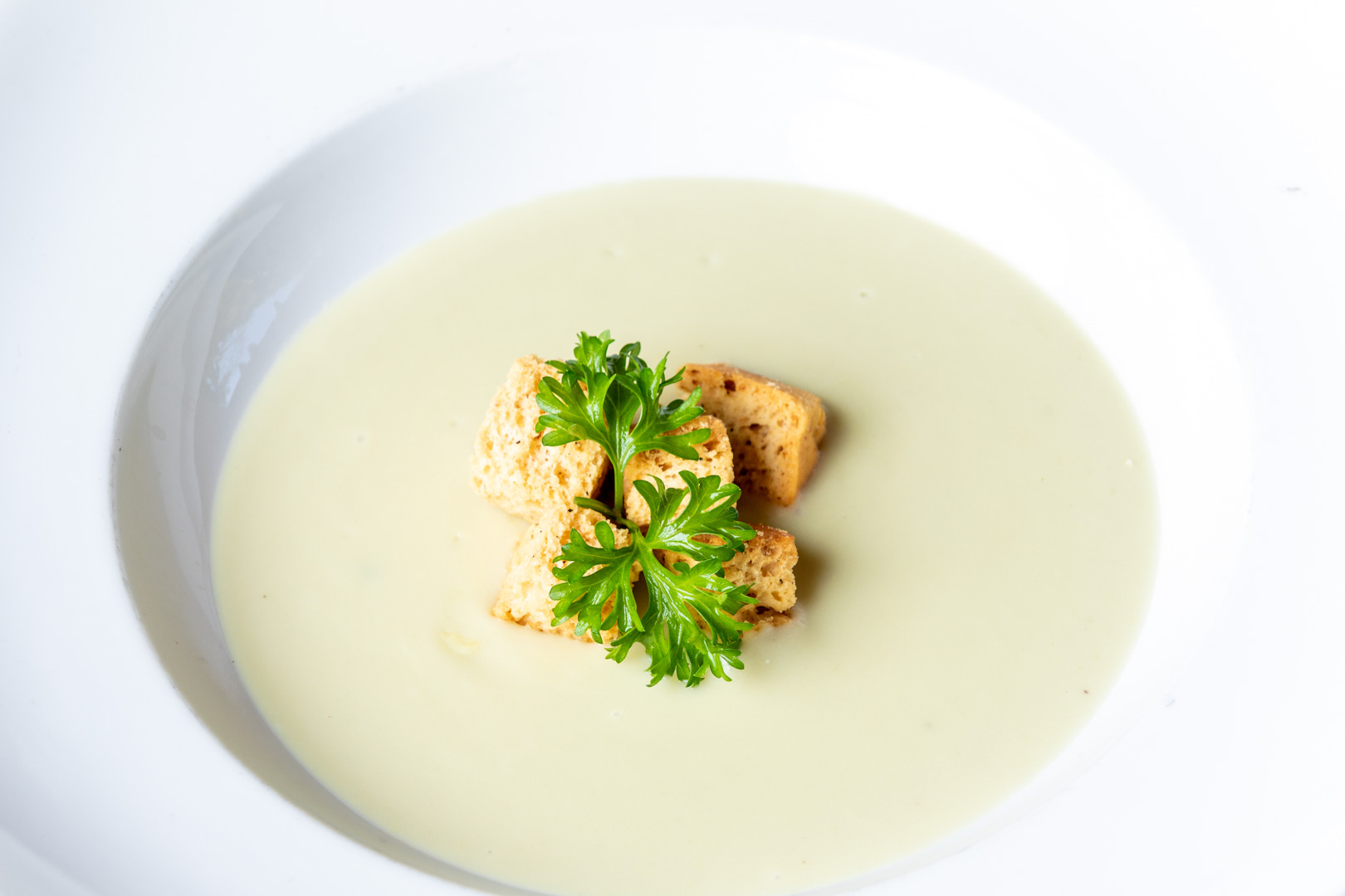 A creamy soup from the grove house restaurant at the rainforest lodge at sleeping giant