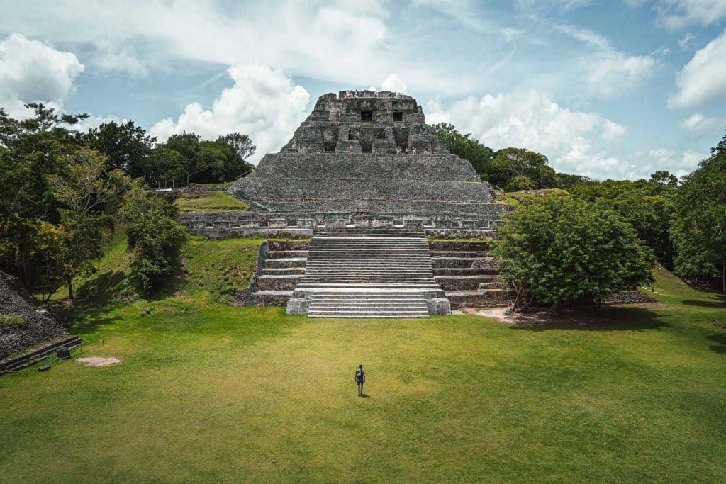 Aerial view of Xunantunich during the Xunantunich Tour at The Rainforest Lodge at Sleeping Giant