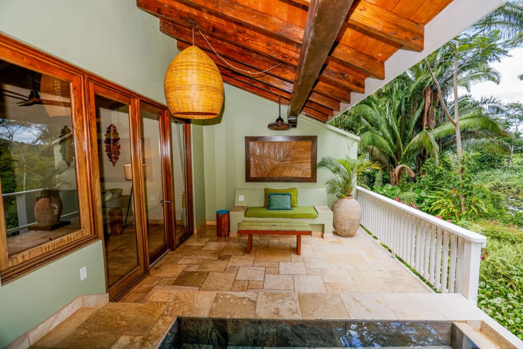 The private patio of the Riverview Suite with Plunge Pool at Sleeping Giant Lodge